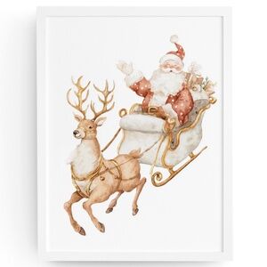 Watercolor Santa Claus Portrait Wall Art Print Poster, Unframed – Joyful Holiday